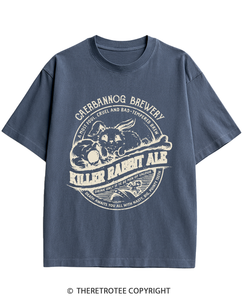 TheRetroTee Killer Rabbit Ale 1970s Heavy Cotton T-Shirt