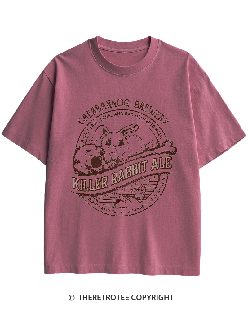 TheRetroTee Killer Rabbit Ale 1970s Heavy Cotton T-Shirt