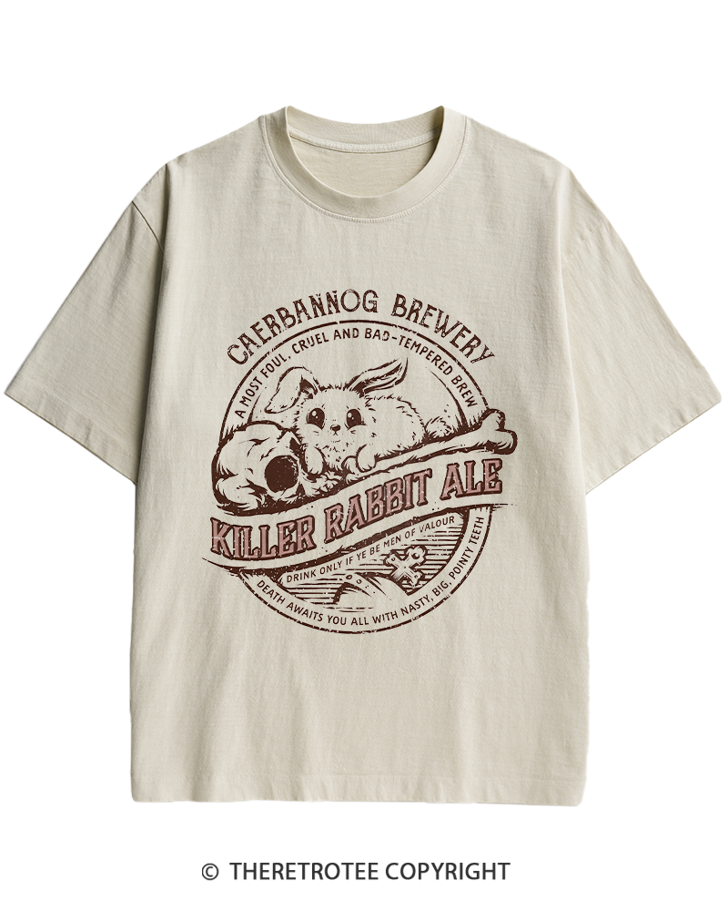 TheRetroTee Killer Rabbit Ale 1970s Heavy Cotton T-Shirt