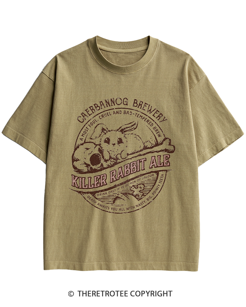TheRetroTee Killer Rabbit Ale 1970s Heavy Cotton T-Shirt