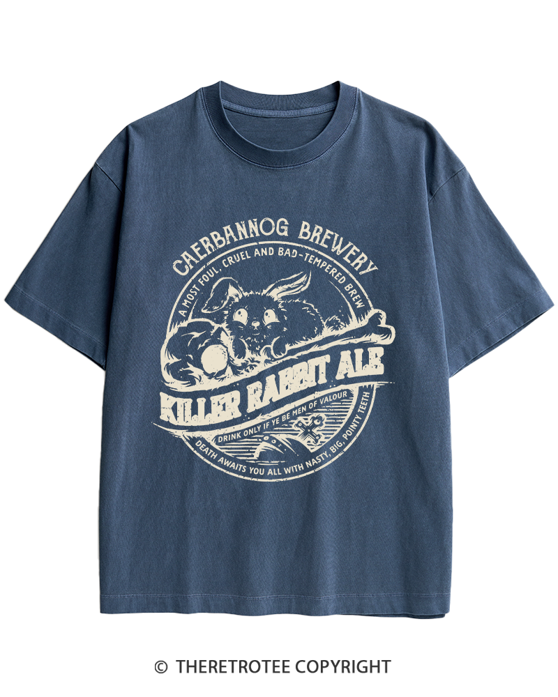 TheRetroTee Killer Rabbit Ale 1970s Heavy Cotton T-Shirt