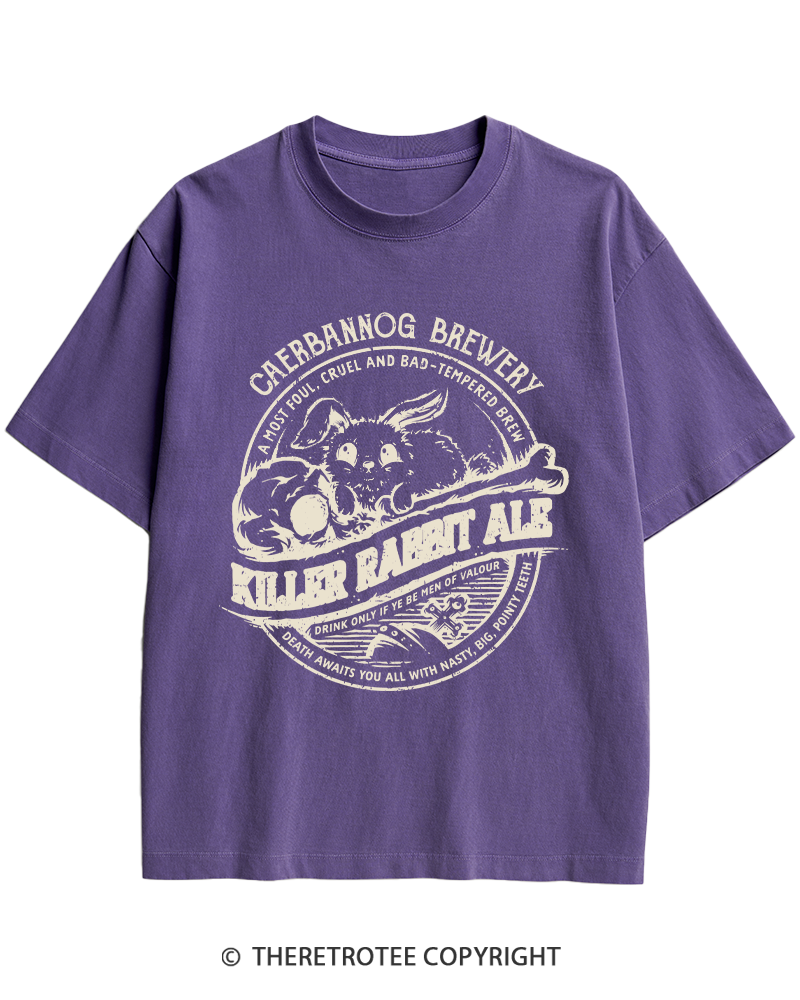 TheRetroTee Killer Rabbit Ale 1970s Heavy Cotton T-Shirt