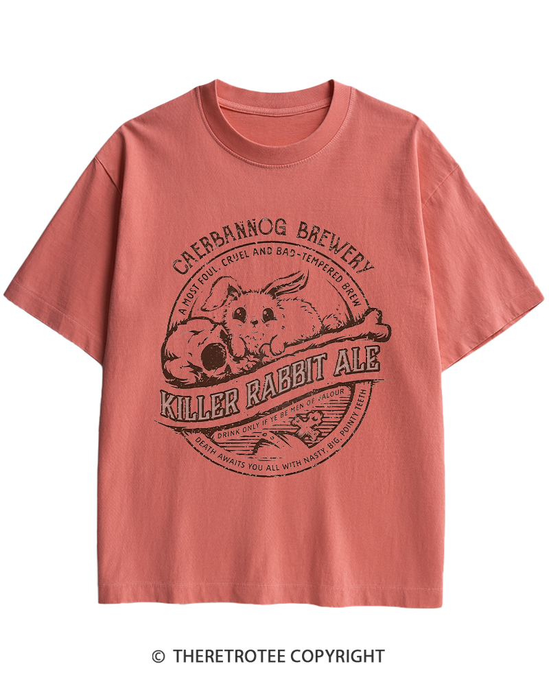 TheRetroTee Killer Rabbit Ale 1970s Heavy Cotton T-Shirt