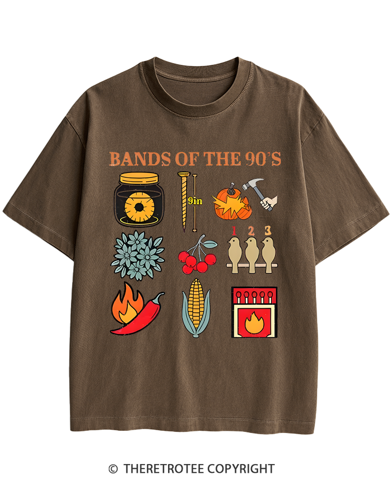 TheRetroTee Popular Music Bands of The 1990s Heavy Cotton T-Shirt