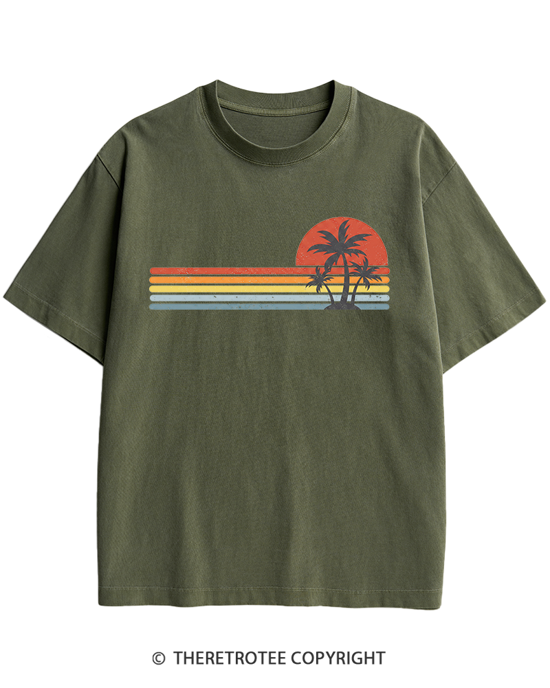 TheRetroTee Tropical Island 1980s Heavy Cotton T-Shirt