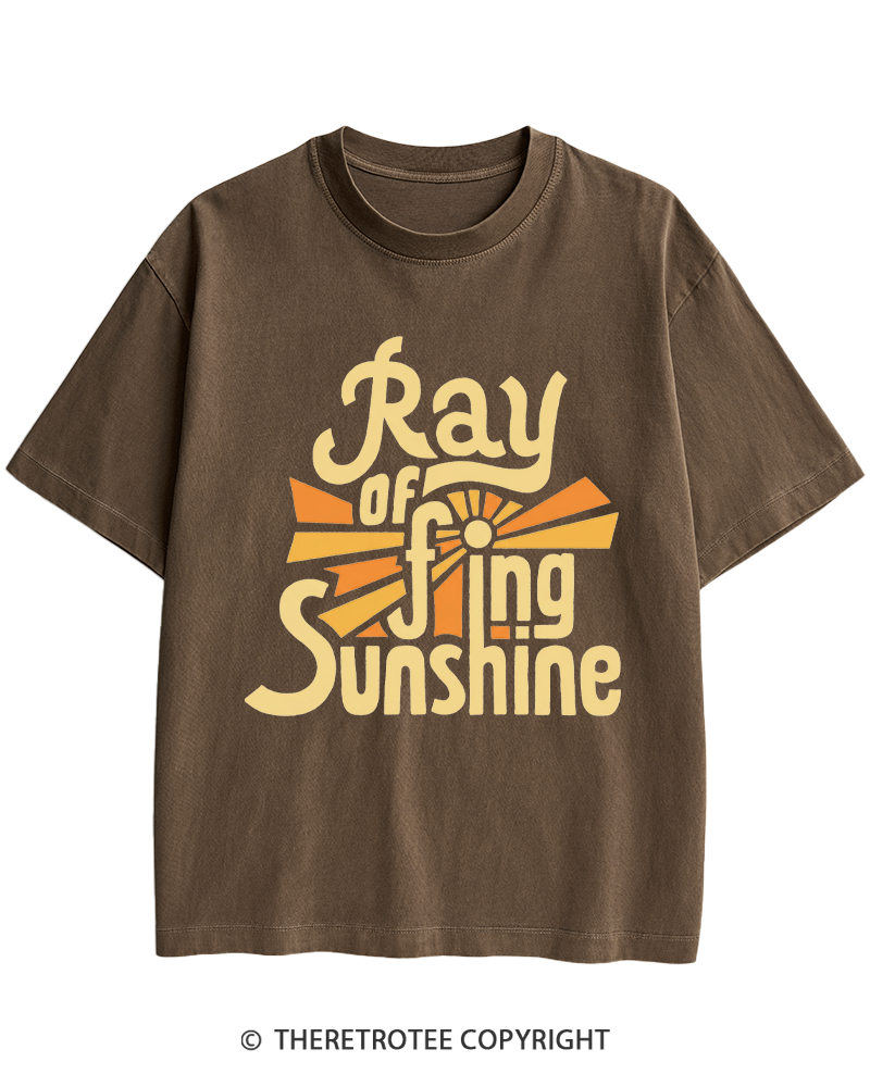 TheRetroTee Ray Of Fing Sunshine 1970s Heavy Cotton T-Shirt