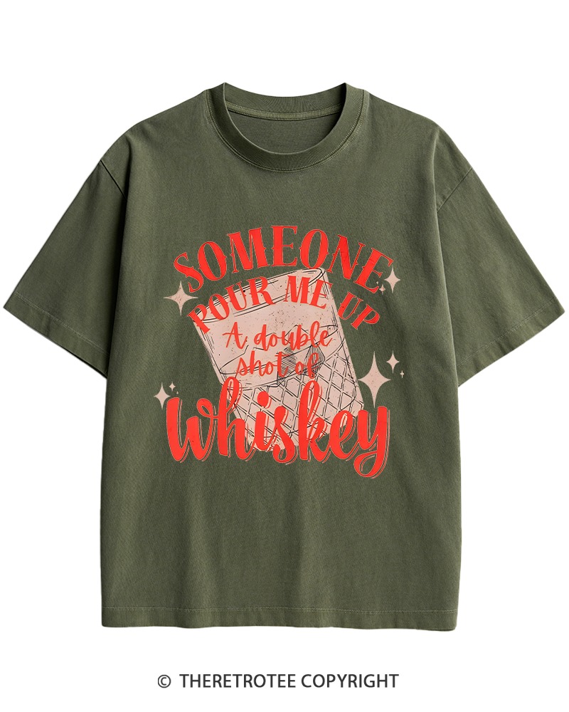 TheRetroTee Pour me a double Whiskey 1970s Heavy Cotton T-Shirt