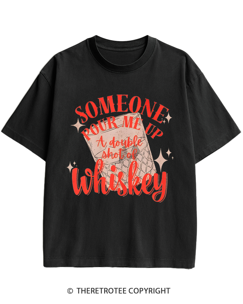 TheRetroTee Pour me a double Whiskey 1970s Heavy Cotton T-Shirt