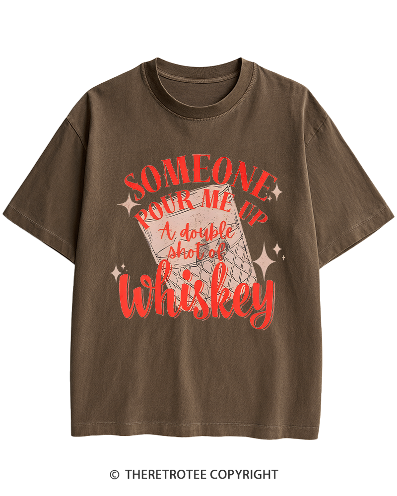 TheRetroTee Pour me a double Whiskey 1970s Heavy Cotton T-Shirt