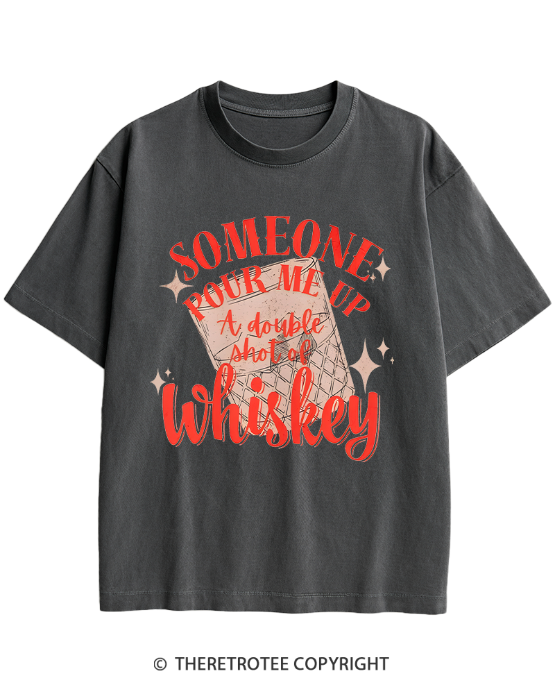 TheRetroTee Pour me a double Whiskey 1970s Heavy Cotton T-Shirt