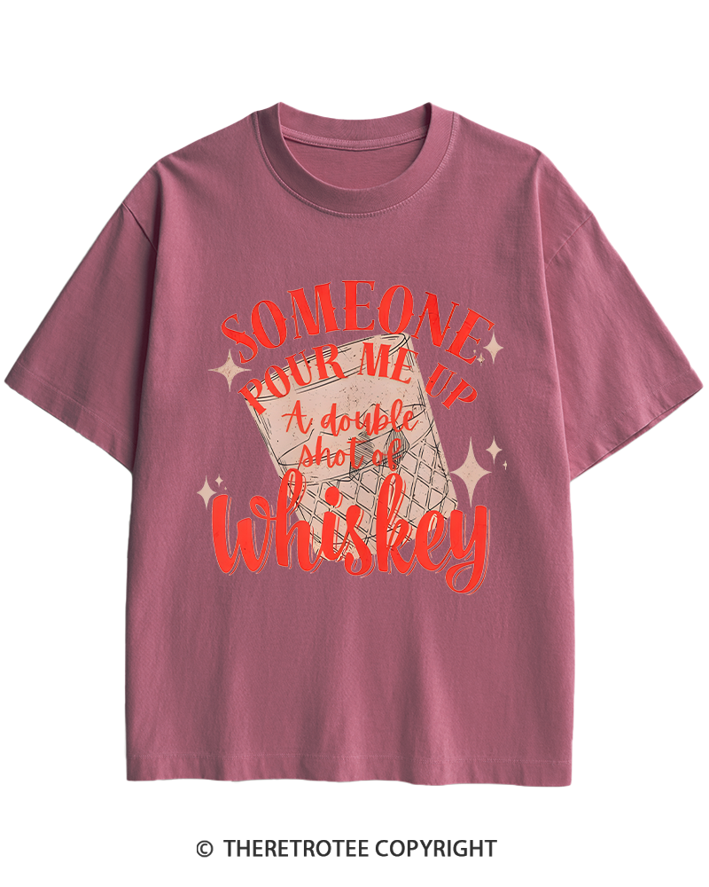 TheRetroTee Pour me a double Whiskey 1970s Heavy Cotton T-Shirt