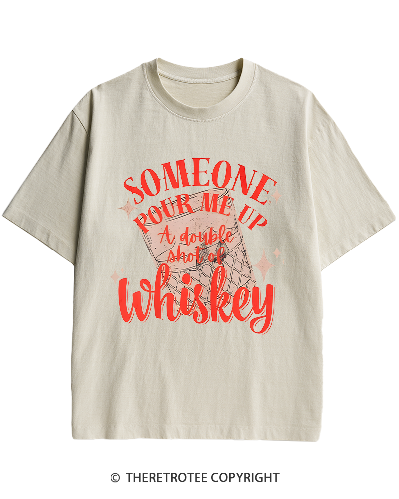 TheRetroTee Pour me a double Whiskey 1970s Heavy Cotton T-Shirt