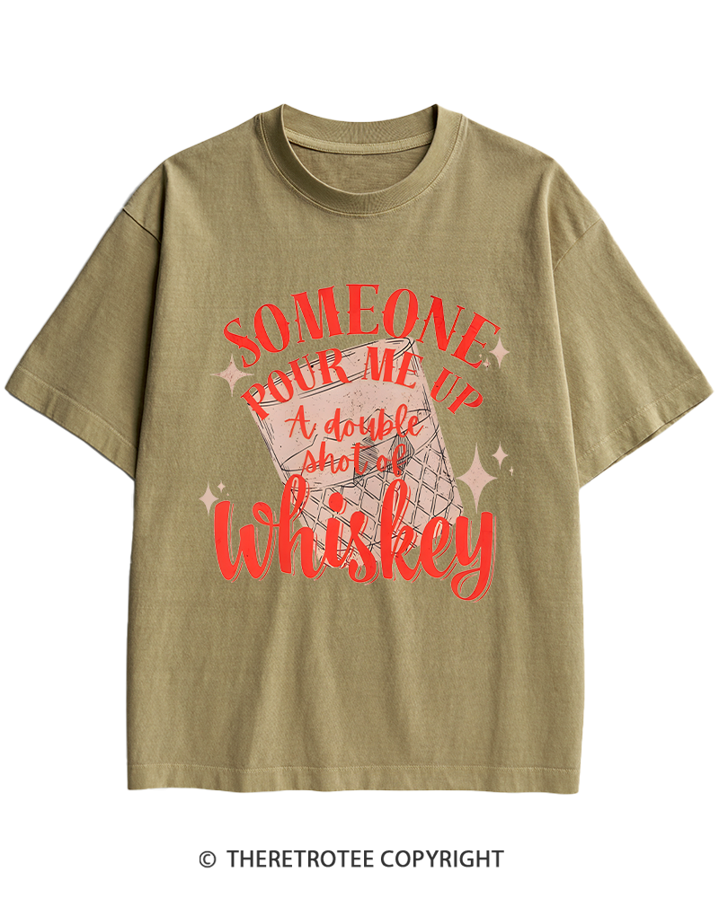TheRetroTee Pour me a double Whiskey 1970s Heavy Cotton T-Shirt