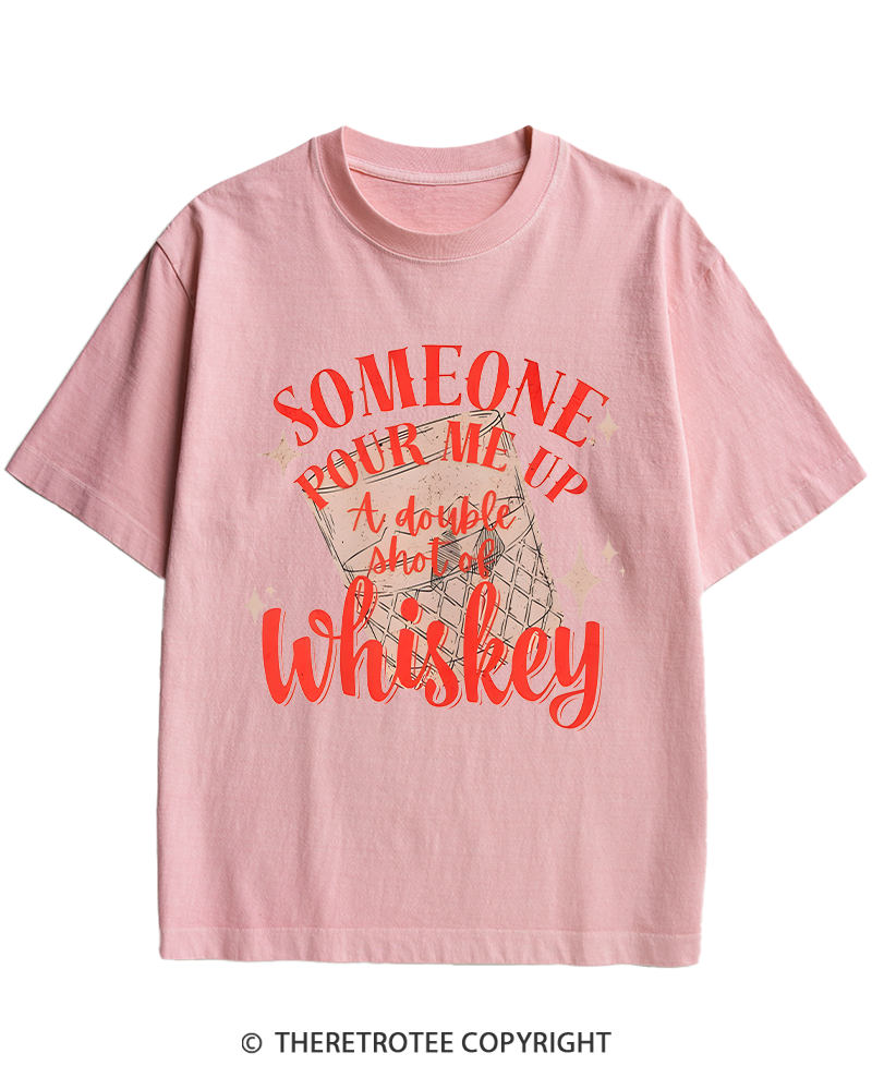 TheRetroTee Pour me a double Whiskey 1970s Heavy Cotton T-Shirt