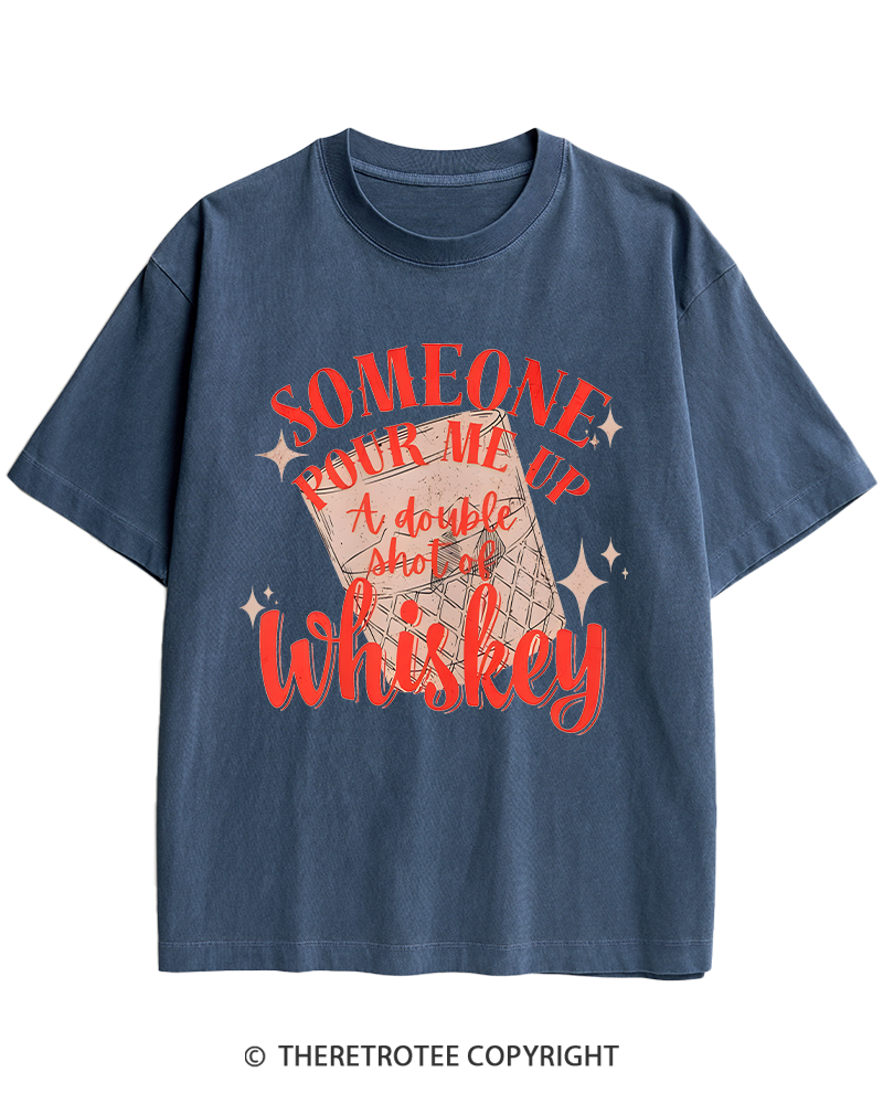 TheRetroTee Pour me a double Whiskey 1970s Heavy Cotton T-Shirt