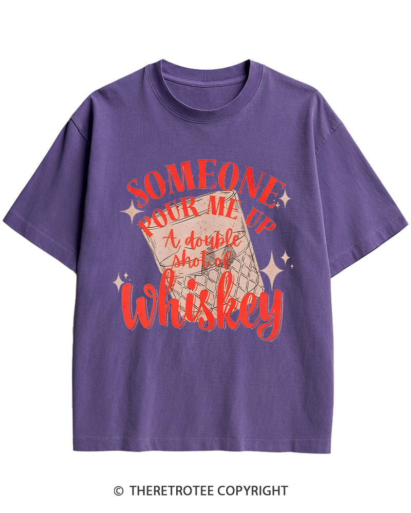 TheRetroTee Pour me a double Whiskey 1970s Heavy Cotton T-Shirt