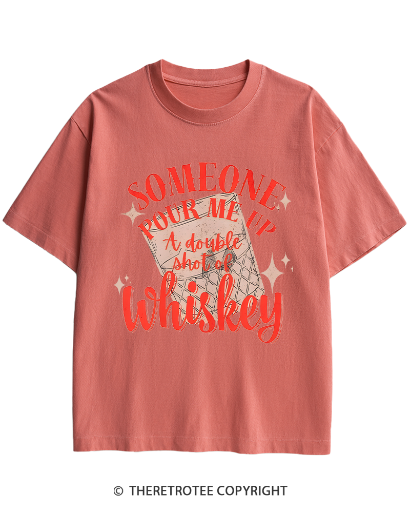 TheRetroTee Pour me a double Whiskey 1970s Heavy Cotton T-Shirt