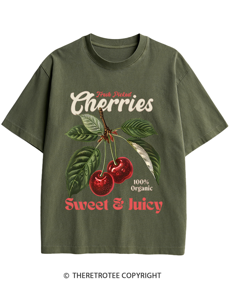 TheRetroTee Vintage Cherry 1950s Heavy Cotton T-Shirt
