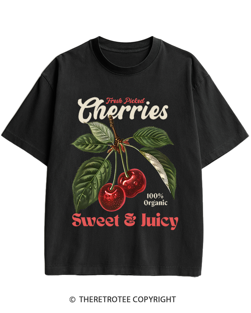 TheRetroTee Vintage Cherry 1950s Heavy Cotton T-Shirt