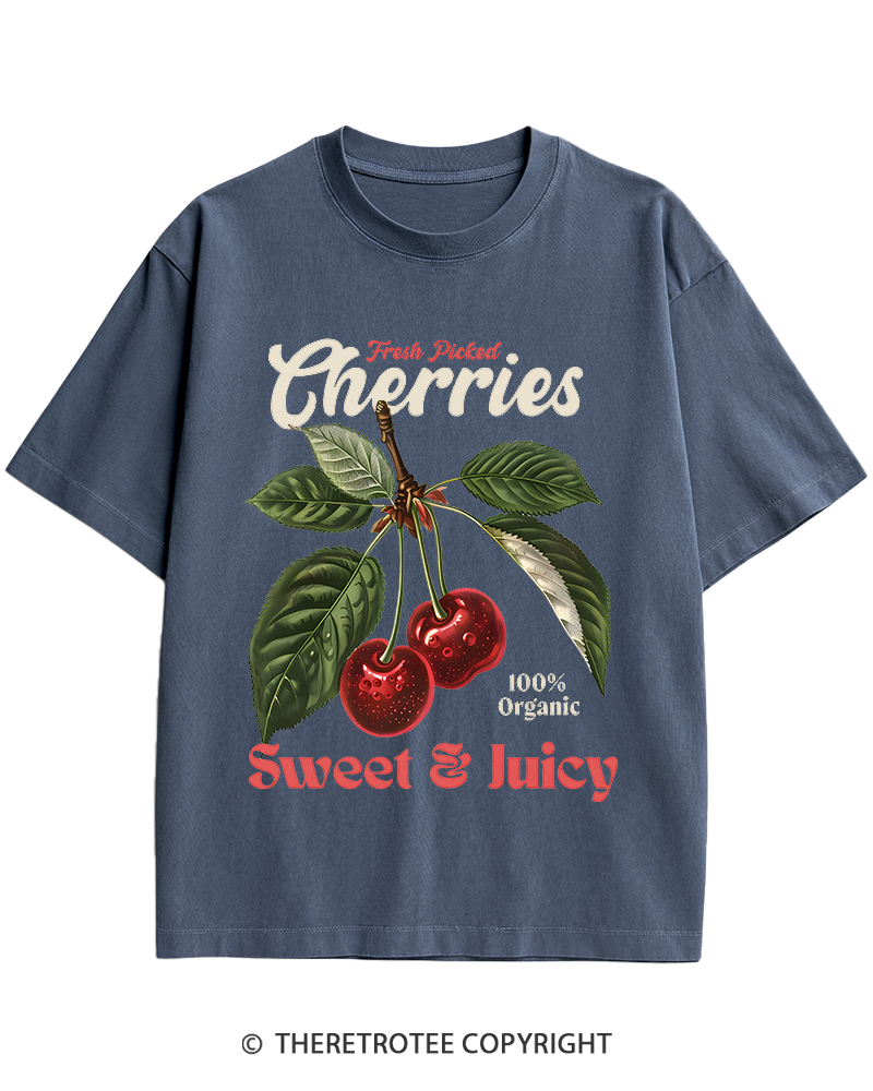 TheRetroTee Vintage Cherry 1950s Heavy Cotton T-Shirt