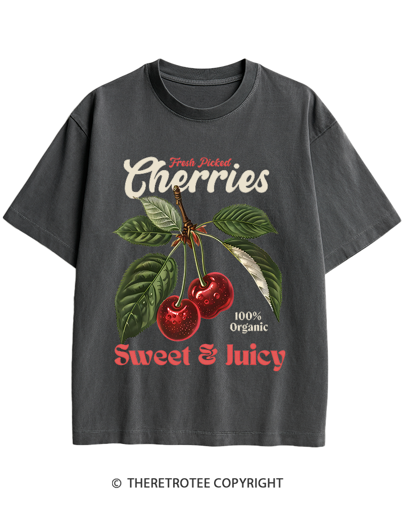 TheRetroTee Vintage Cherry 1950s Heavy Cotton T-Shirt