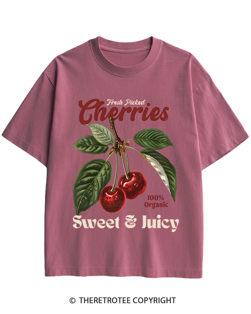 TheRetroTee Vintage Cherry 1950s Heavy Cotton T-Shirt