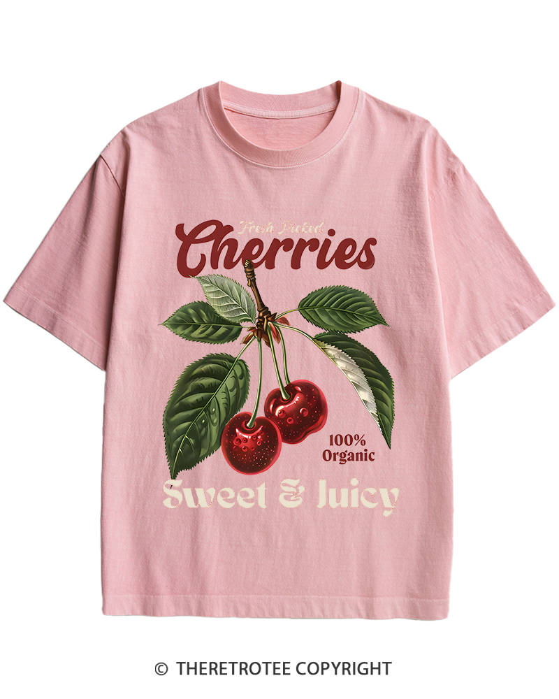 TheRetroTee Vintage Cherry 1950s Heavy Cotton T-Shirt