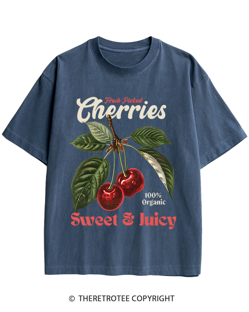 TheRetroTee Vintage Cherry 1950s Heavy Cotton T-Shirt