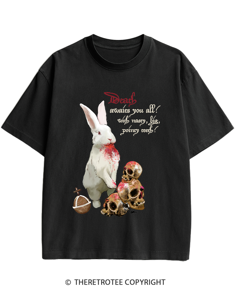 TheRetroTee Killer Rabbit of Caerbannog 1970s Heavy Cotton T-Shirt