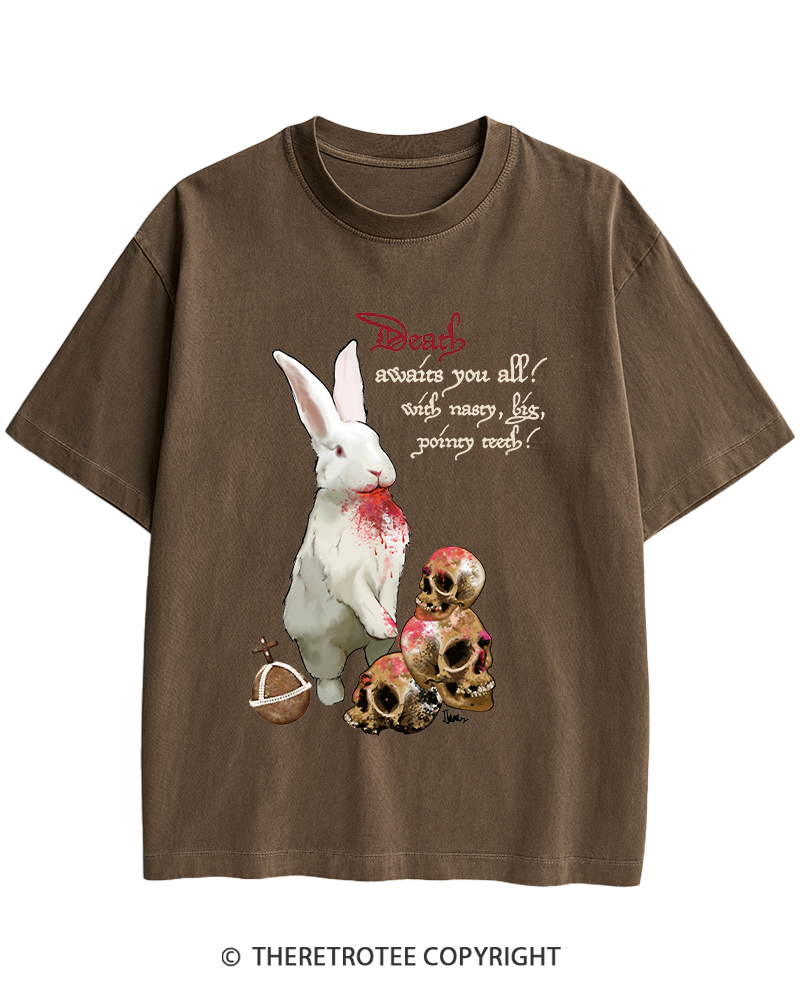 TheRetroTee Killer Rabbit of Caerbannog 1970s Heavy Cotton T-Shirt