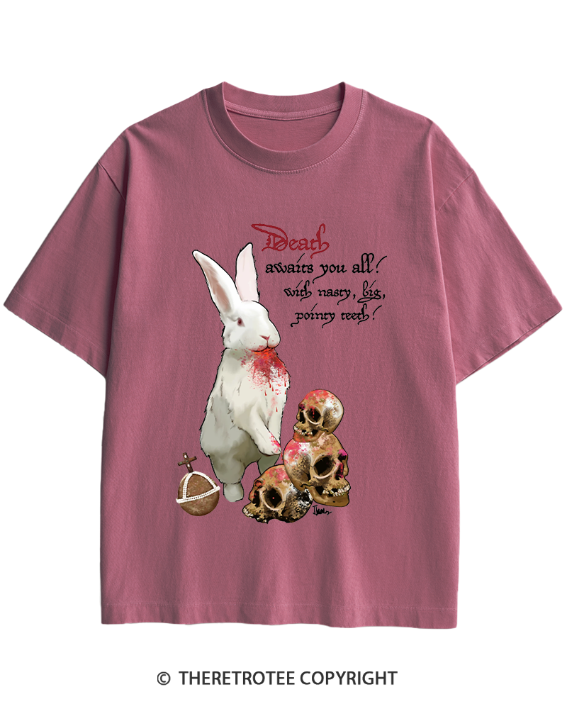 TheRetroTee Killer Rabbit of Caerbannog 1970s Heavy Cotton T-Shirt