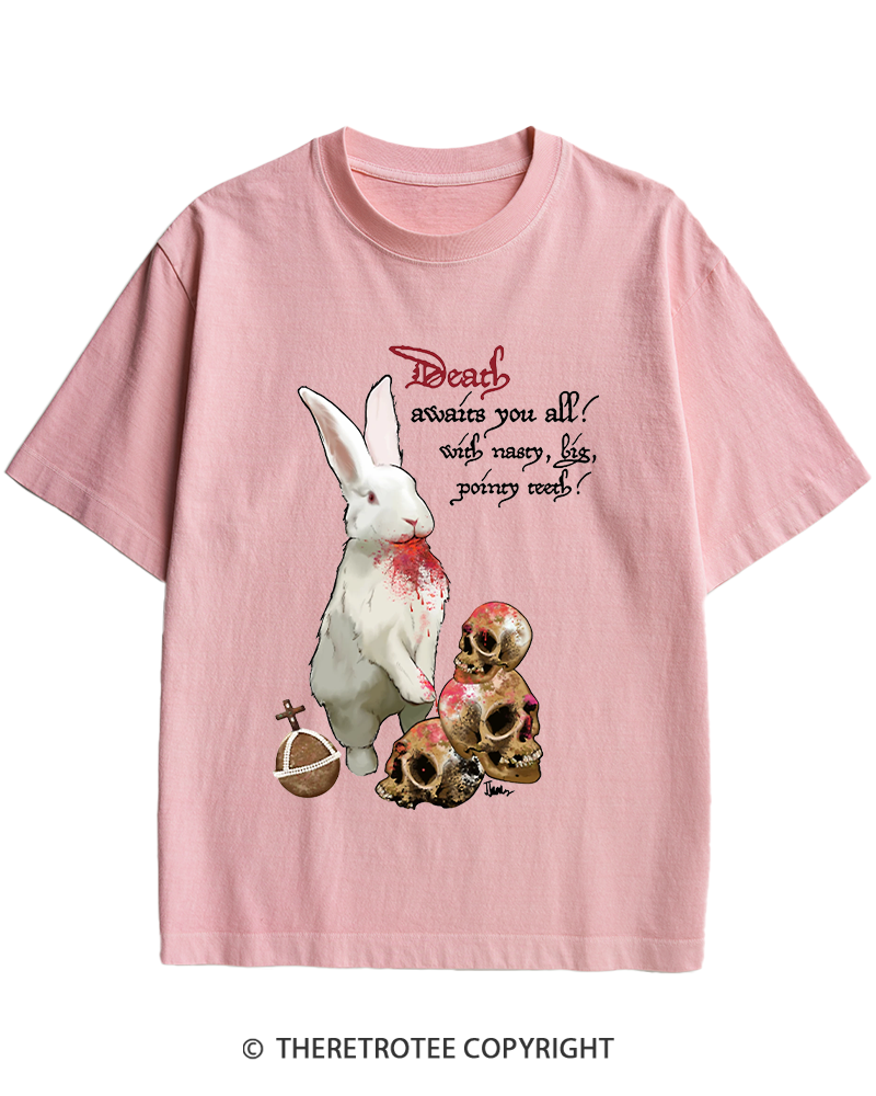 TheRetroTee Killer Rabbit of Caerbannog 1970s Heavy Cotton T-Shirt