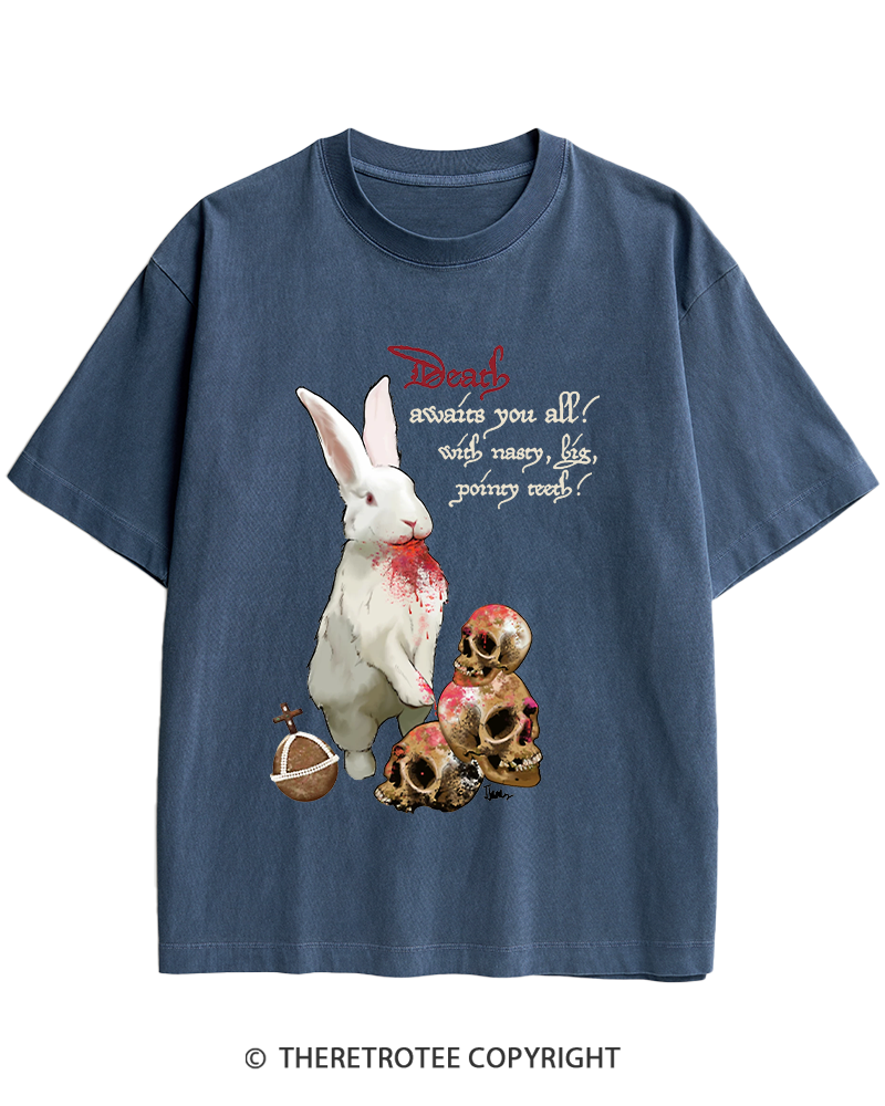 TheRetroTee Killer Rabbit of Caerbannog 1970s Heavy Cotton T-Shirt