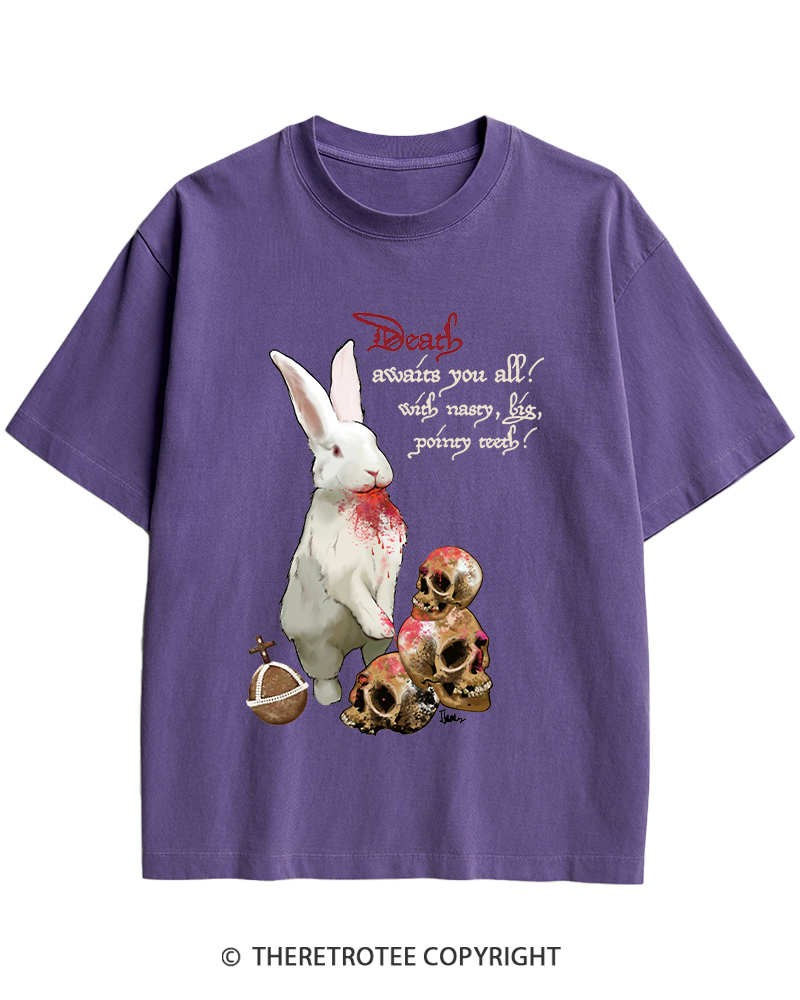 TheRetroTee Killer Rabbit of Caerbannog 1970s Heavy Cotton T-Shirt