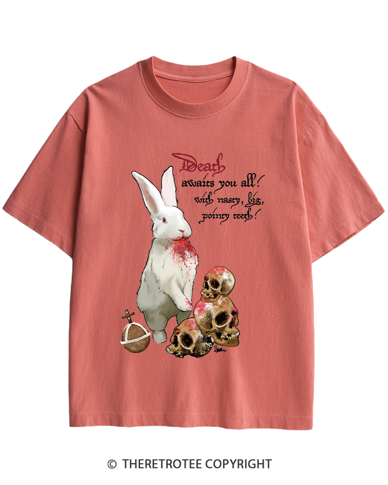 TheRetroTee Killer Rabbit of Caerbannog 1970s Heavy Cotton T-Shirt