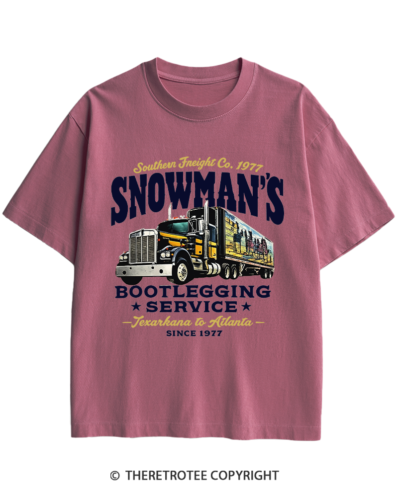 TheRetroTee Snowman's Bootlegging Service 1970s Heavy Cotton T-Shirt