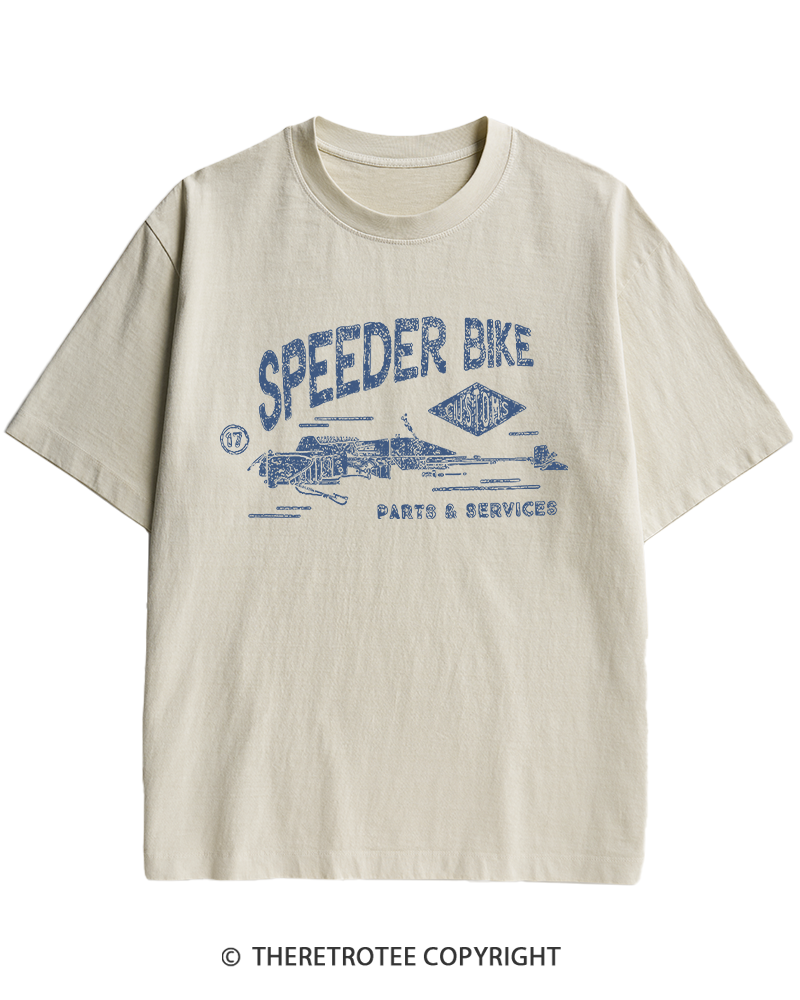 TheRetroTee Speeder Bike 1980s Heavy Cotton T-Shirt