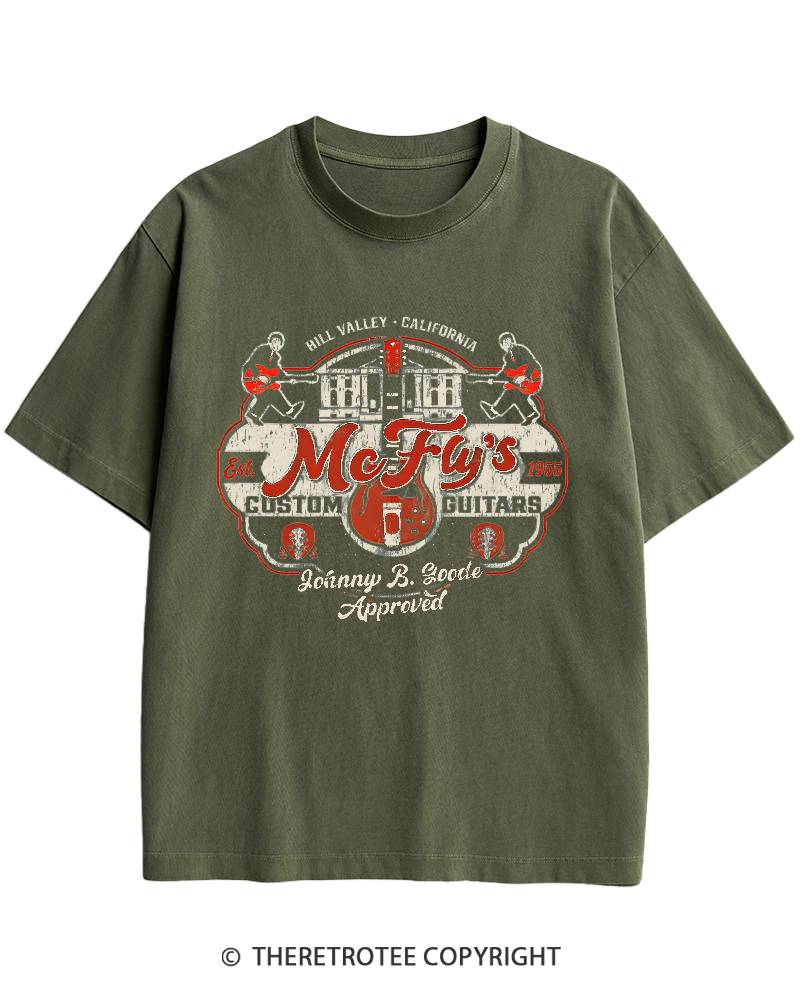 TheRetroTee McFly's Custom Guitars Worn 1980s Heavy Cotton T-Shirt