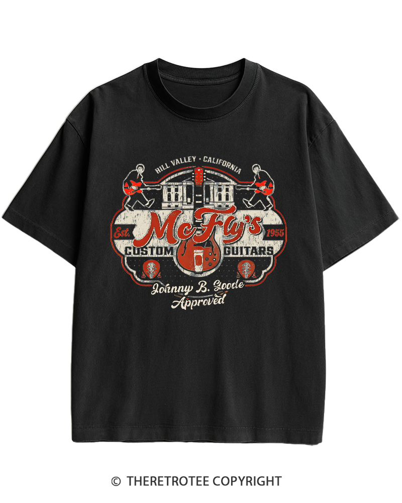 TheRetroTee McFly's Custom Guitars Worn 1980s Heavy Cotton T-Shirt