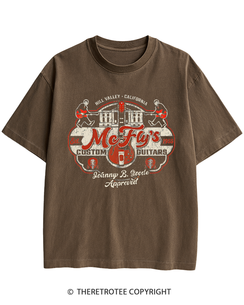 TheRetroTee McFly's Custom Guitars Worn 1980s Heavy Cotton T-Shirt