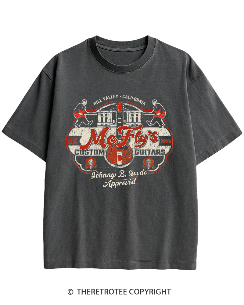 TheRetroTee McFly's Custom Guitars Worn 1980s Heavy Cotton T-Shirt