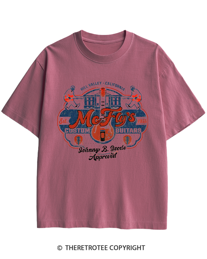 TheRetroTee McFly's Custom Guitars Worn 1980s Heavy Cotton T-Shirt