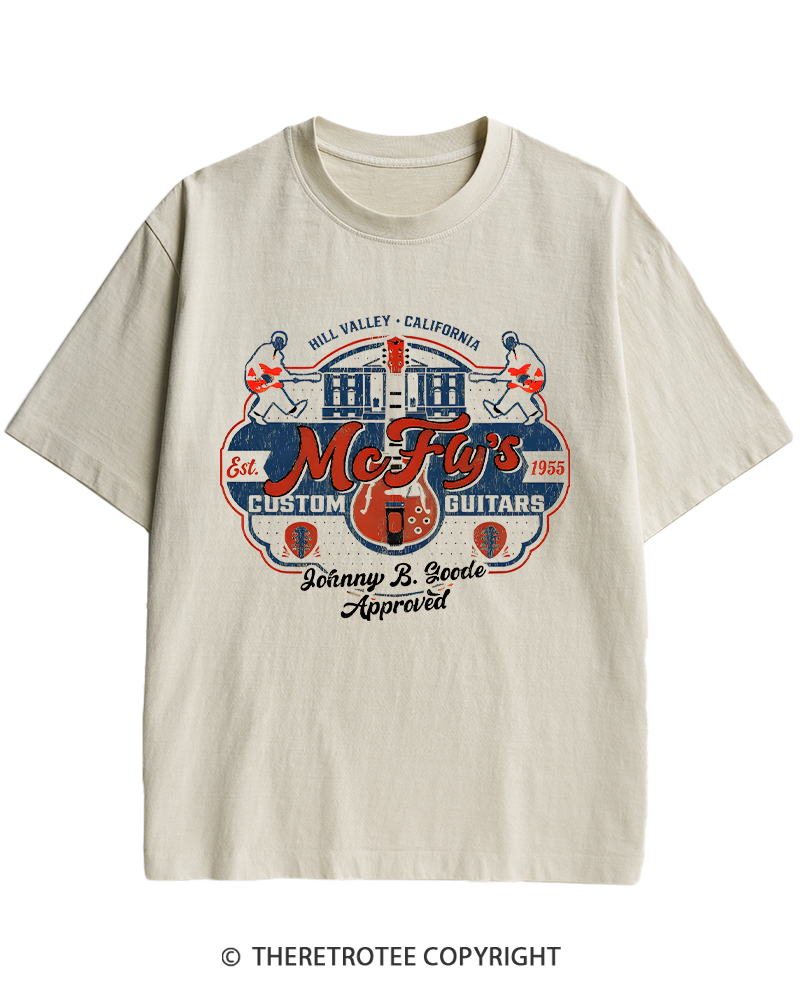 TheRetroTee McFly's Custom Guitars Worn 1980s Heavy Cotton T-Shirt
