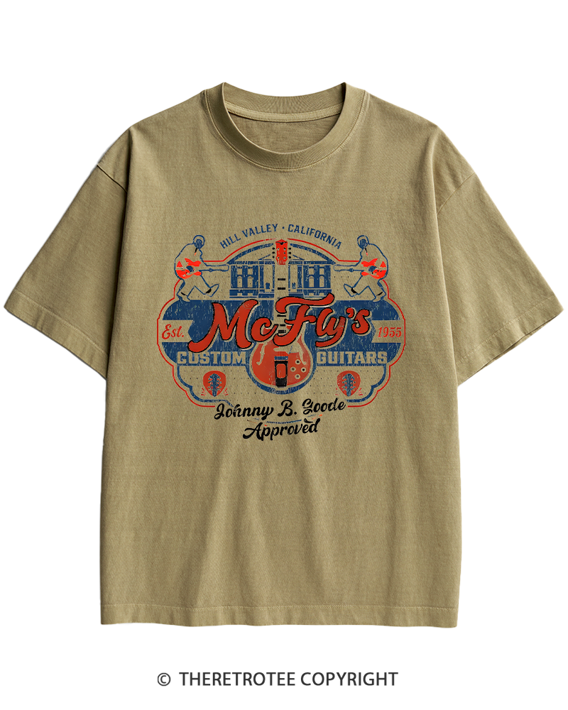 TheRetroTee McFly's Custom Guitars Worn 1980s Heavy Cotton T-Shirt