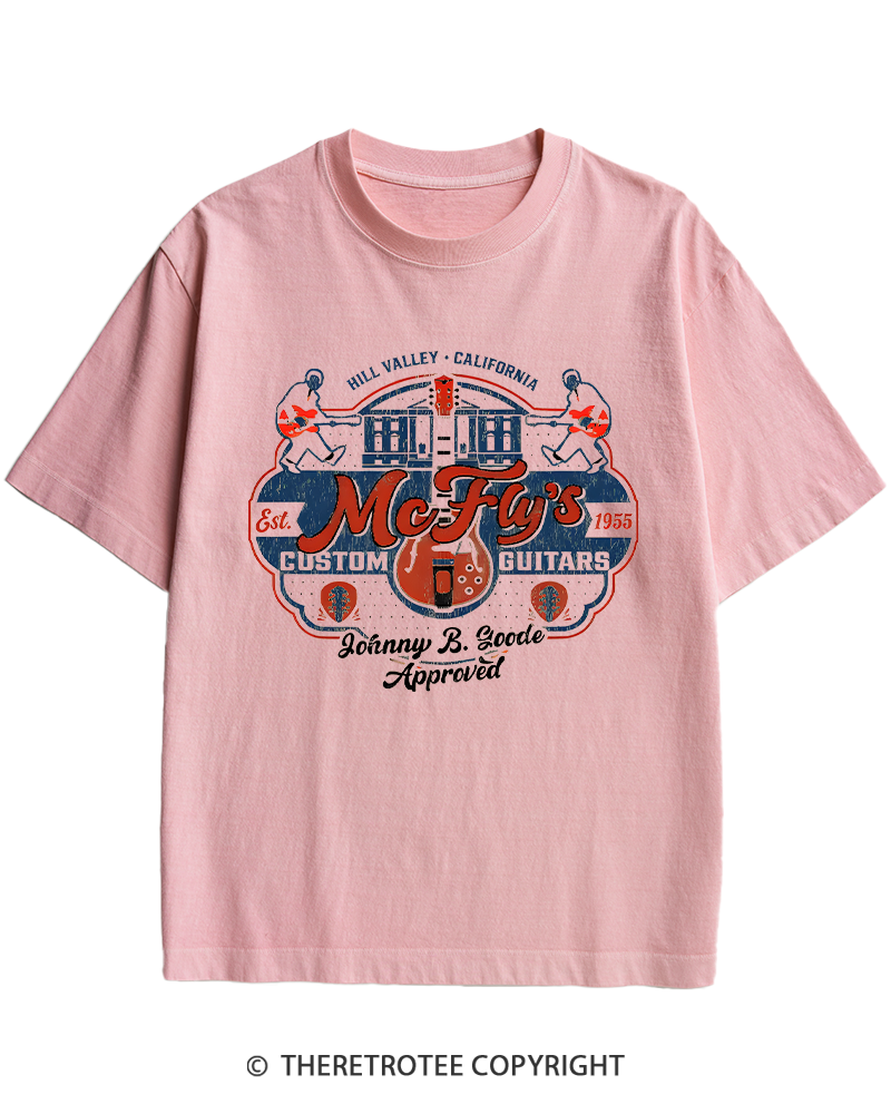 TheRetroTee McFly's Custom Guitars Worn 1980s Heavy Cotton T-Shirt
