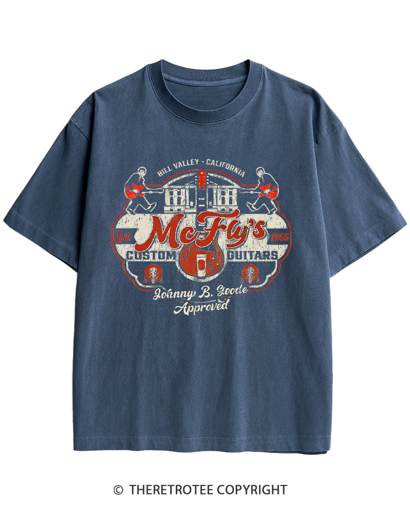 TheRetroTee McFly's Custom Guitars Worn 1980s Heavy Cotton T-Shirt