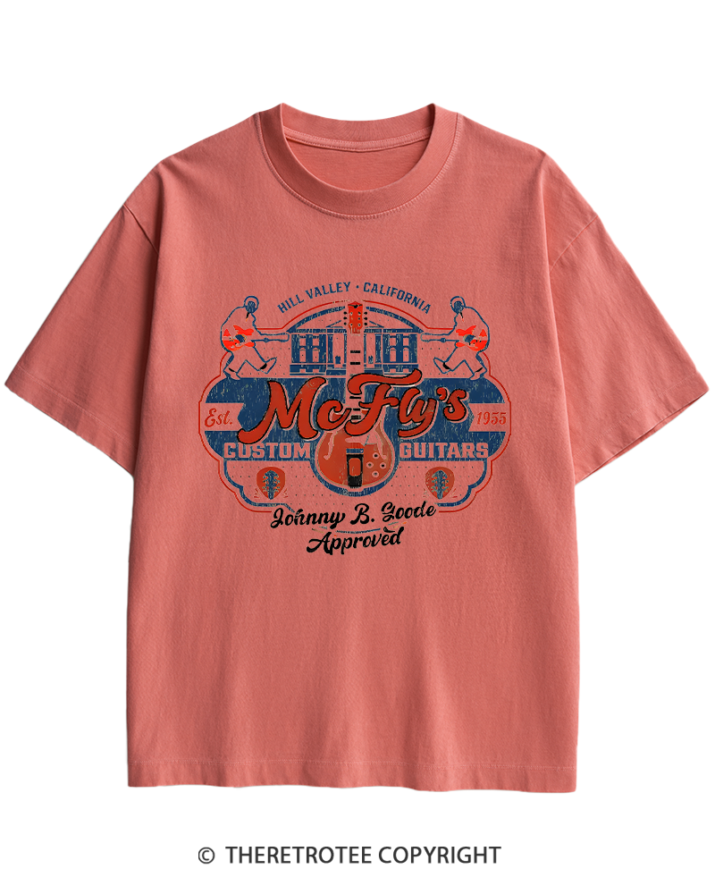 TheRetroTee McFly's Custom Guitars Worn 1980s Heavy Cotton T-Shirt