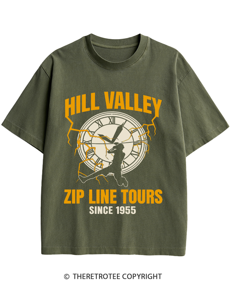 TheRetroTee Hill Valley Zip Line Tours 1980s Heavy Cotton T-Shirt