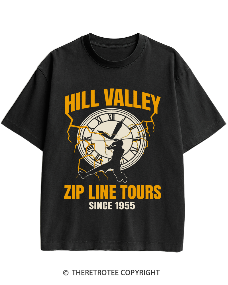 TheRetroTee Hill Valley Zip Line Tours 1980s Heavy Cotton T-Shirt