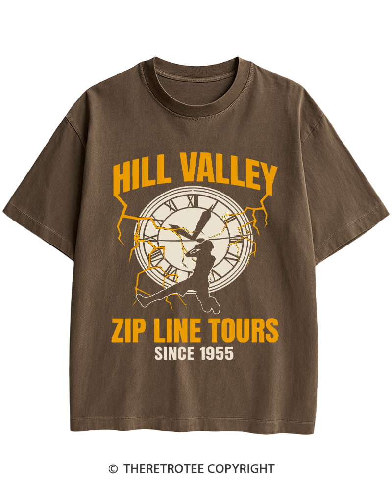 TheRetroTee Hill Valley Zip Line Tours 1980s Heavy Cotton T-Shirt